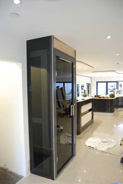 Glass Home Lift in Kitchen