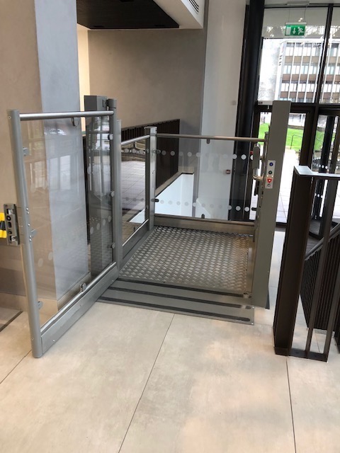 Glass Disabled Lift in Brunel House in Cardiff