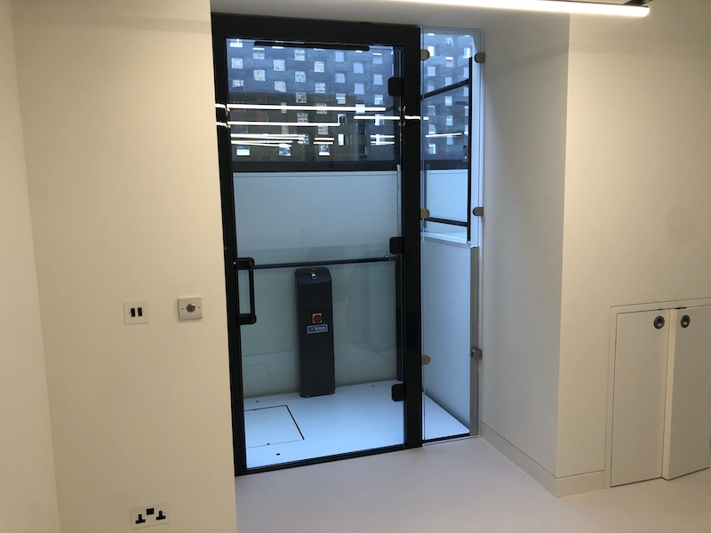 Glass Platform Lift with Automatic Doors in London