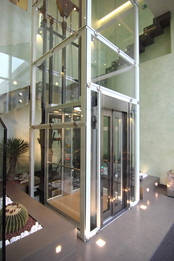 Glass Lift in Office Lobby