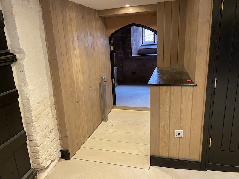 The hidden platform lift at St Mary's Guildhall, the lift offers step free access for wheelchair users